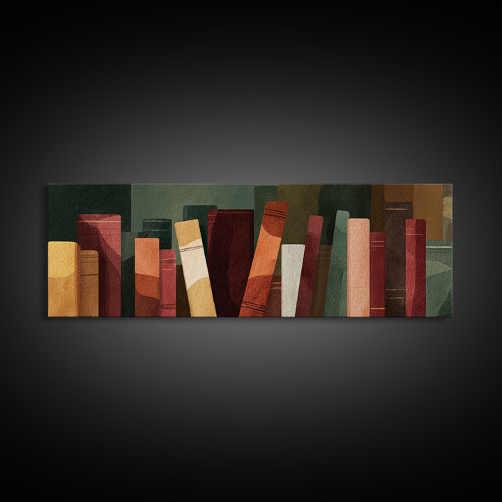 Book Cover Abstract Framed Canvas Print, Bookstore Art, Statement Artwork, Bookstore Decor, Abstract Art, Literary, BOO-3x1-23