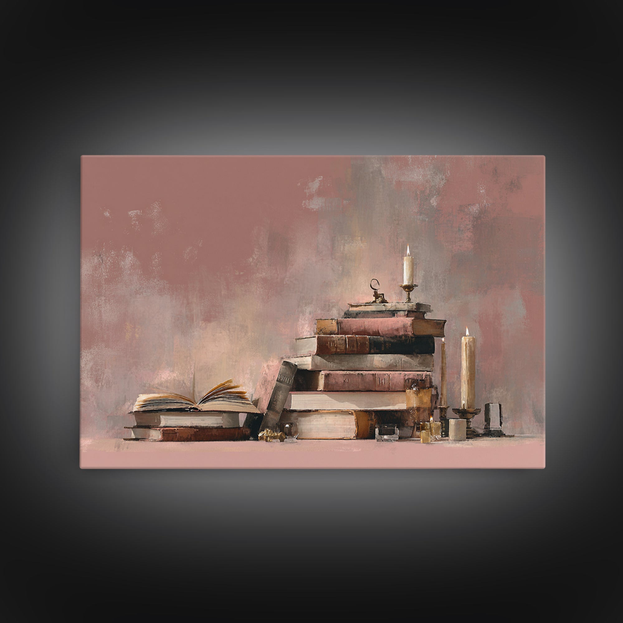 Book Cover Abstract Framed Canvas Print, Bookstore Art, Luxury Decor, Bookstore Decor, Fine Art, Literary, Pink Wall Art, BOO-3x2-59