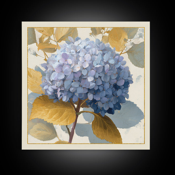 Blue Hydrangea Cluster Framed Canvas Print, Botanical Art, Modern Wall Art, Living Room Decor, Fine Art, Botanic, BOT-1x1-42