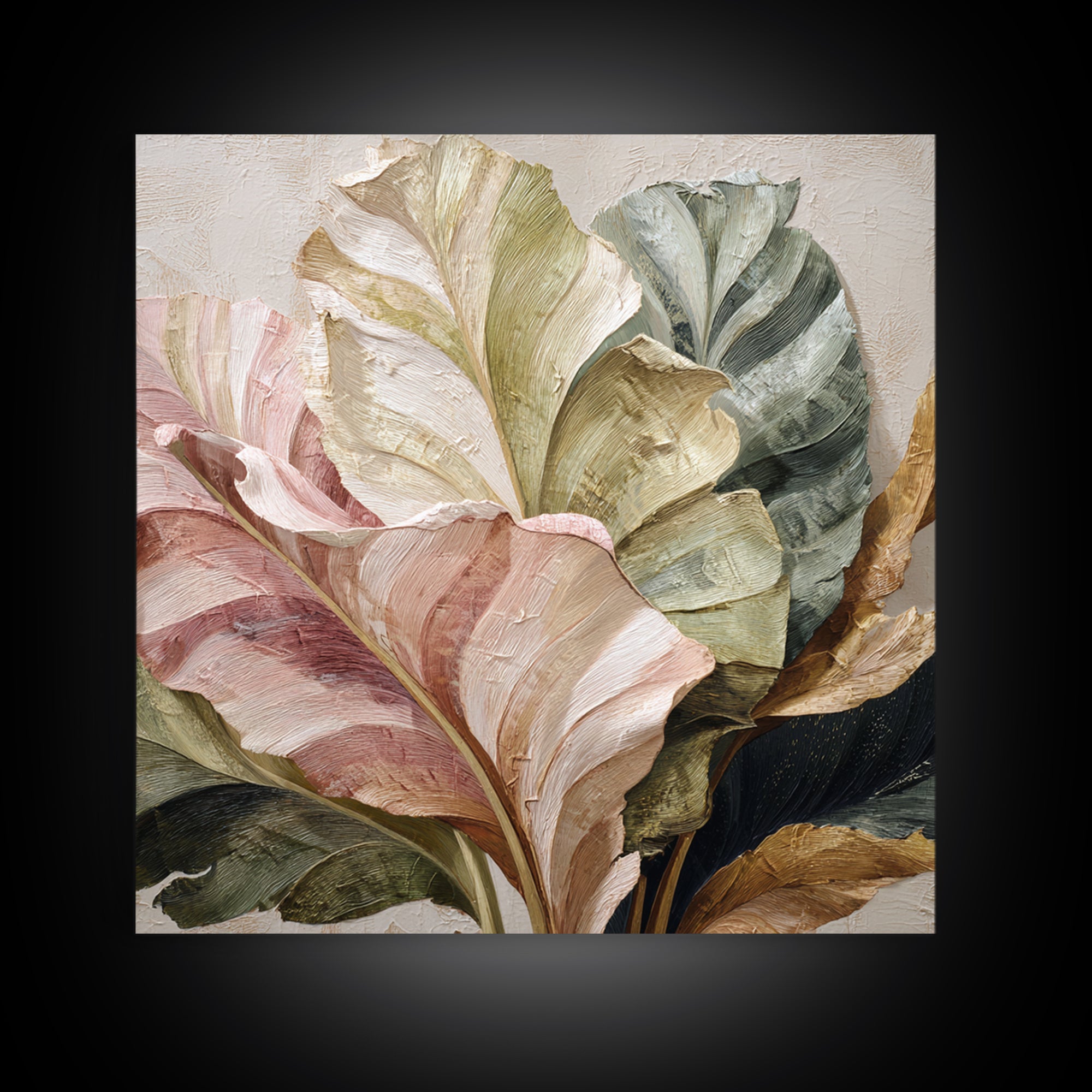 Tropical Banana Leaf Painted Framed Canvas Print, Botanical Art, Home Gift, Living Room Decor, Fine Art, Botanic, Boho Wall Art, BOT-1x1-56