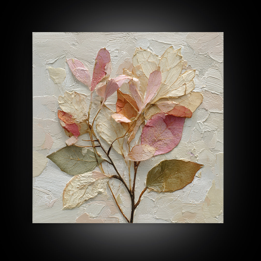 Autumn Leaves Specimen Collection Framed Canvas Print, Botanical Art, Whimsical Decor, Living Room Decor, Oil Painting, Botanic, BOT-1x1-68