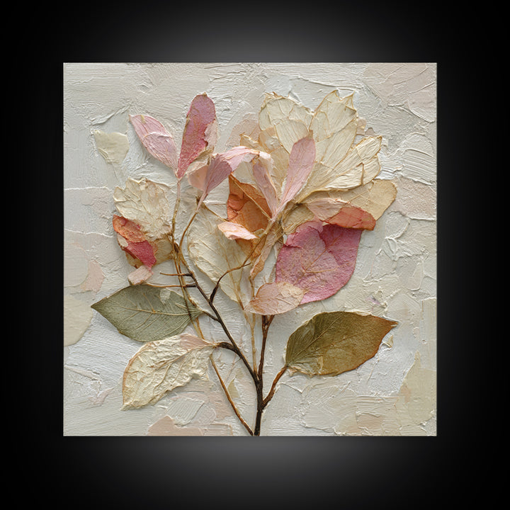 Autumn Leaves Specimen Collection Framed Canvas Print, Botanical Art, Whimsical Decor, Living Room Decor, Oil Painting, Botanic, BOT-1x1-68