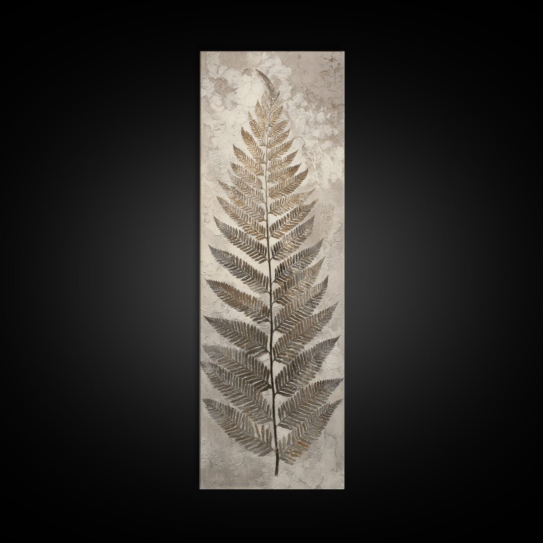 Fern Shadow Pattern on Plaster Surface Canvas Print, Botanical Art, Abstract Art, Living Room Decor, Fine Art, Botanic, BOT-1x3-11
