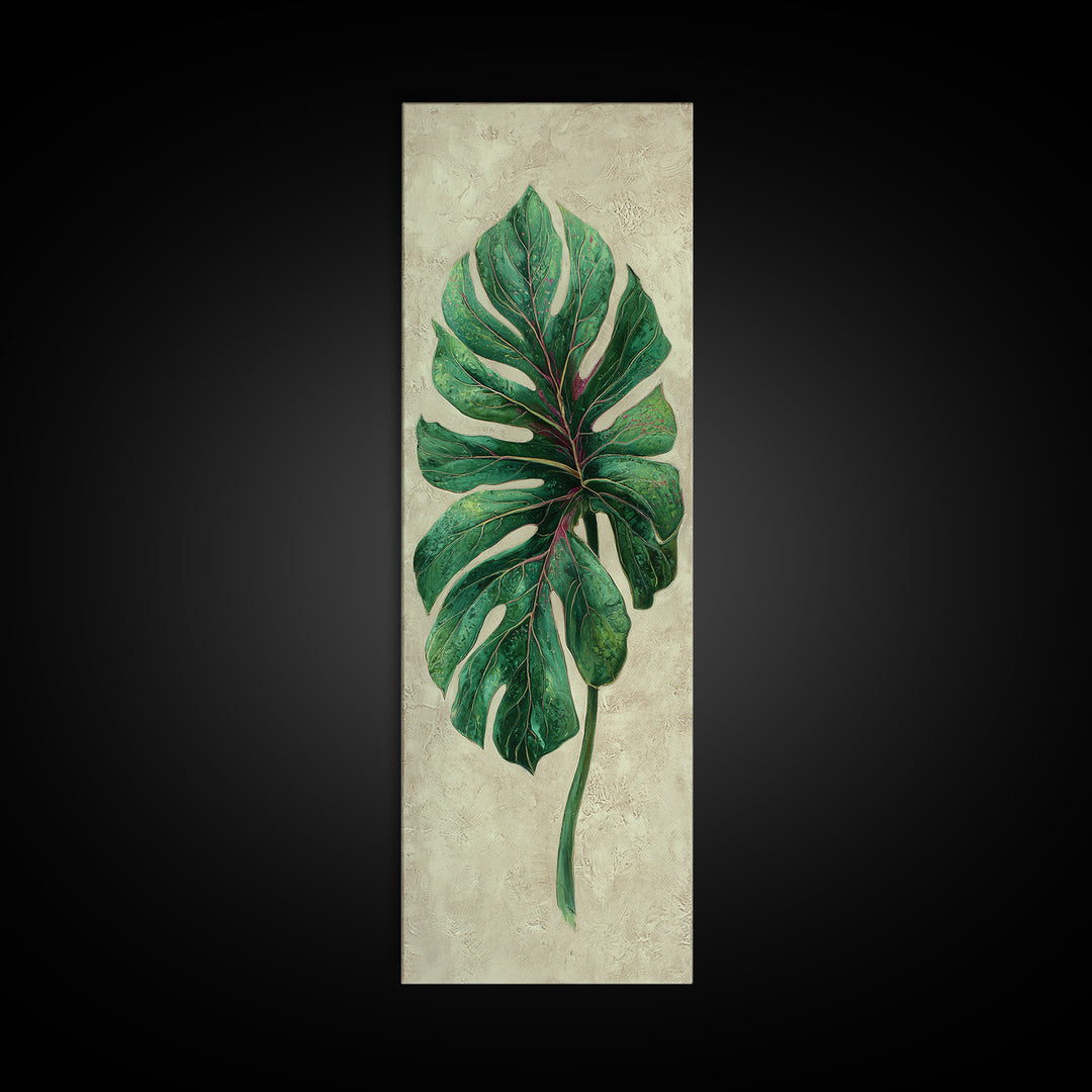 Oversized Monstera Leaf Canvas Print, Botanical Art, Gallery Decor, Living Room Decor, Fine Art, Botanic, Wall Art, Home Decor, BOT-1x3-14