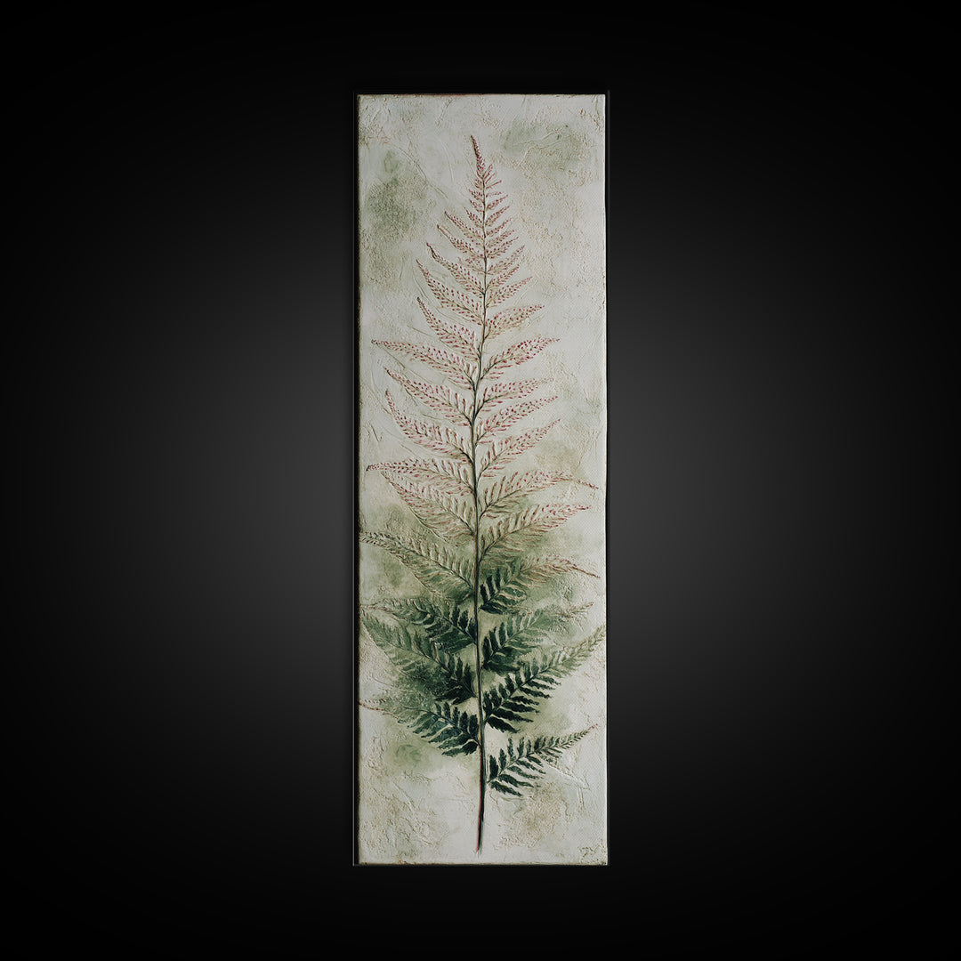 Fern Shadow Pattern on Plaster Surface Canvas Print, Botanical Art, Home Gift, Living Room Decor, Botanic, Boho Wall Art, BOT-1x3-35