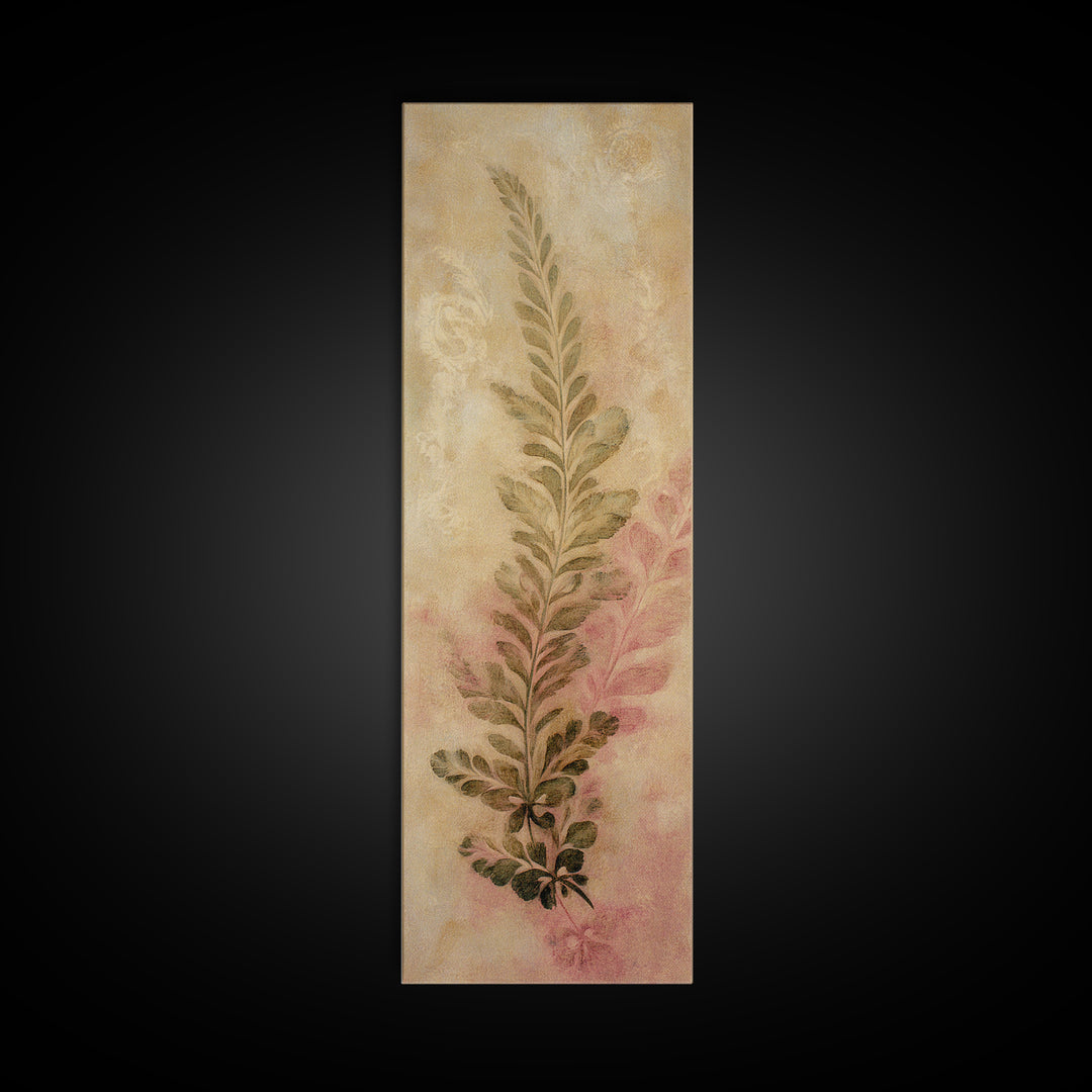Fern Shadow Pattern on Plaster Surface Canvas Print, Botanical Art, Whimsical Decor, Living Room Decor, Oil Painting, Botanic, BOT-1x3-59