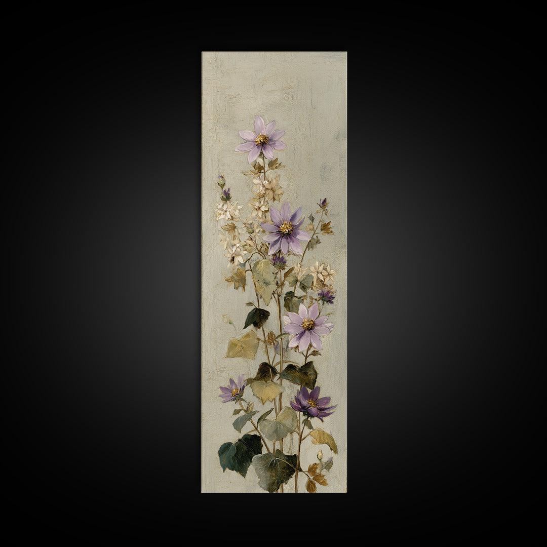 Delicate Wildflower Study Framed Canvas Print, Botanical Art, Statement Artwork, Living Room Decor, Fine Art, Botanic, BOT-1x3-87