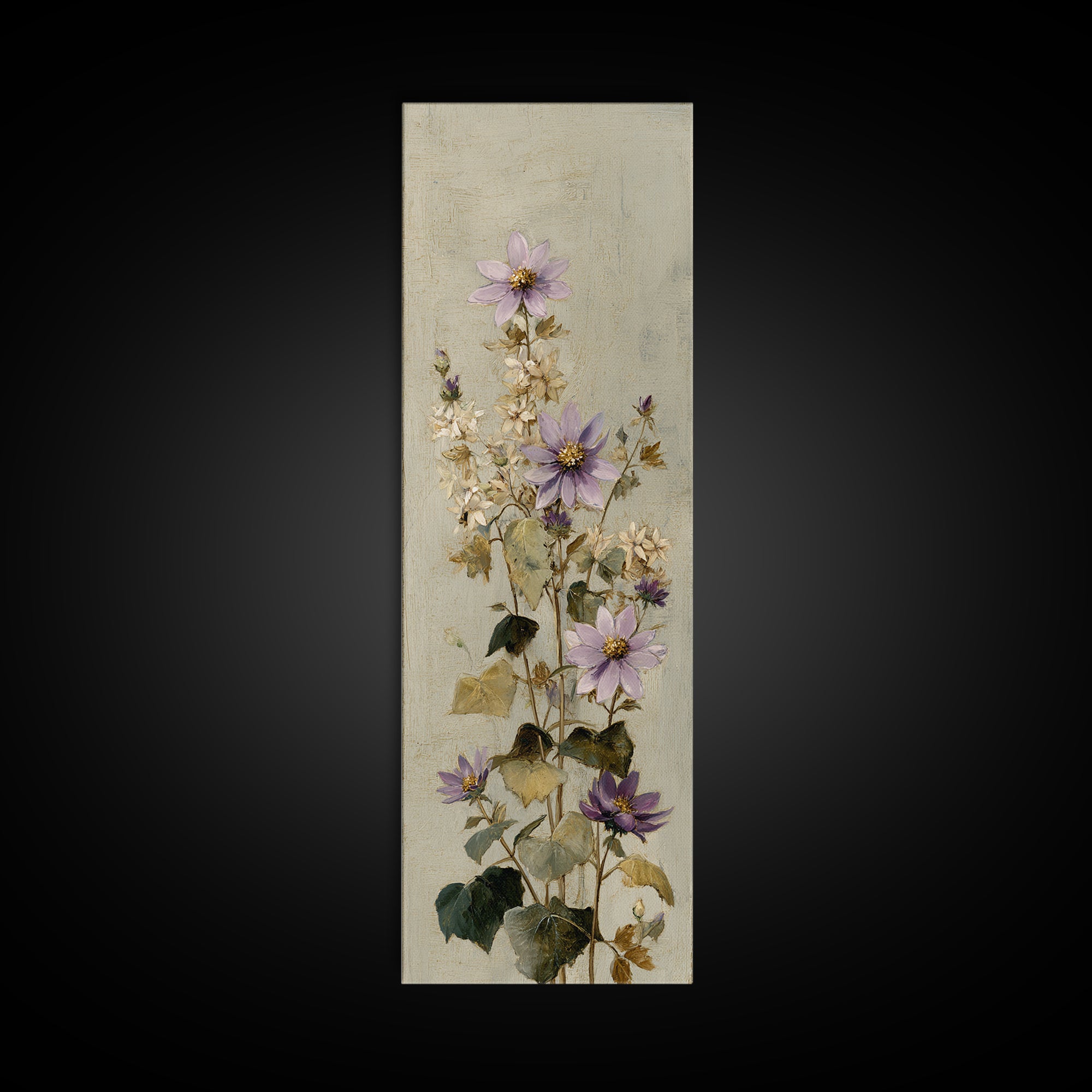 Delicate Wildflower Study Framed Canvas Print, Botanical Art, Statement Artwork, Living Room Decor, Fine Art, Botanic, BOT-1x3-87