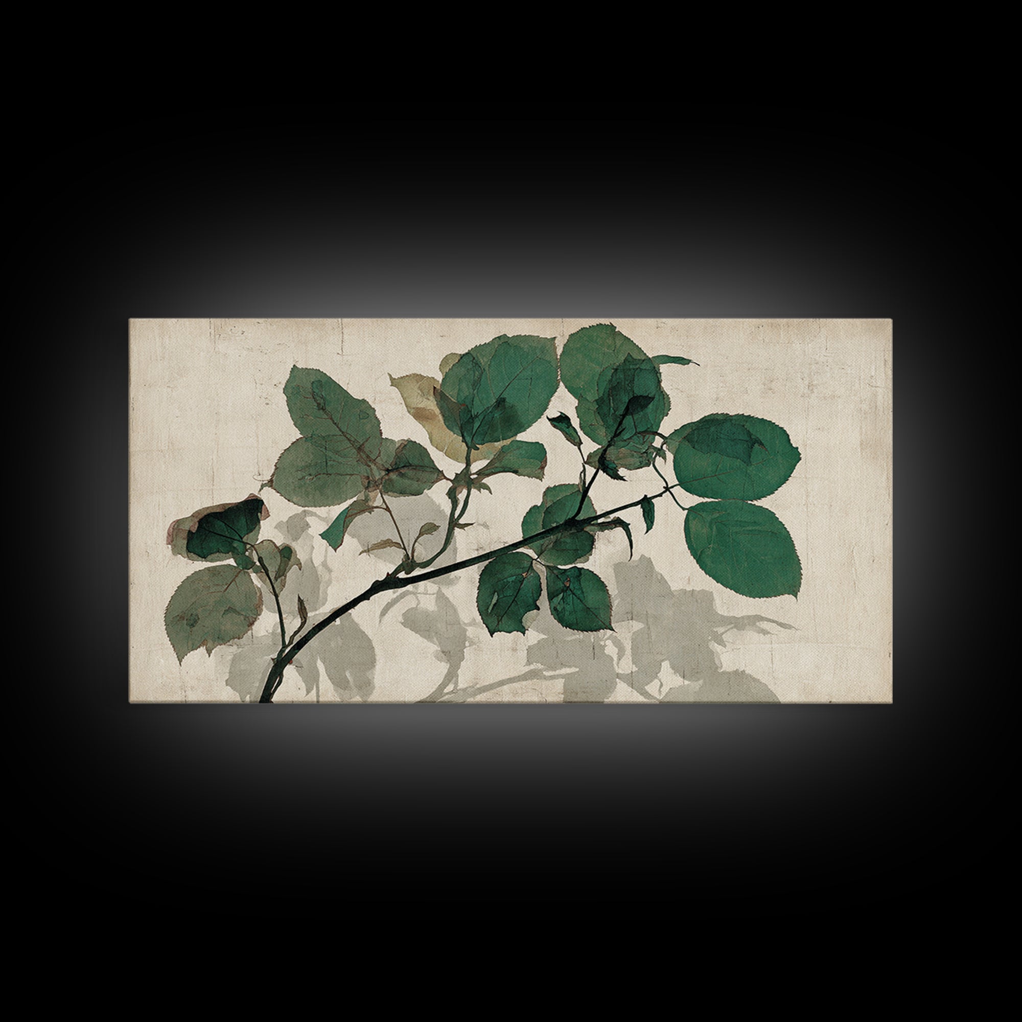 Black Ink Botanical Silhouette on Cream Paper Canvas Print, Botanical Art, Art Print, Living Room Decor, Fine Art, Botanic, BOT-2x1-41