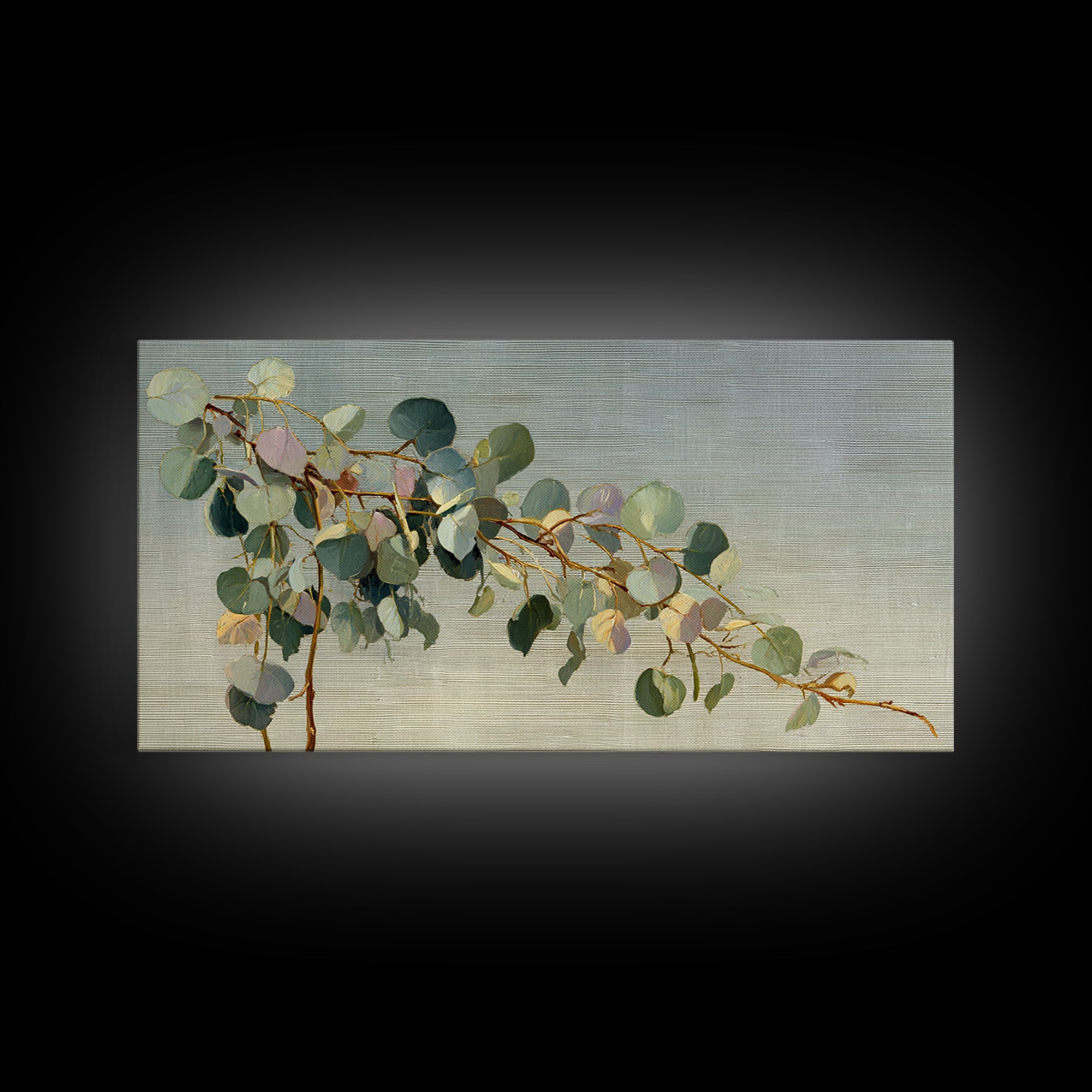 Eucalyptus Stems in Soft Sage Tones Framed Canvas Print, Botanical Art, Abstract Art, Living Room Decor, Fine Art, Botanic, BOT-2x1-55