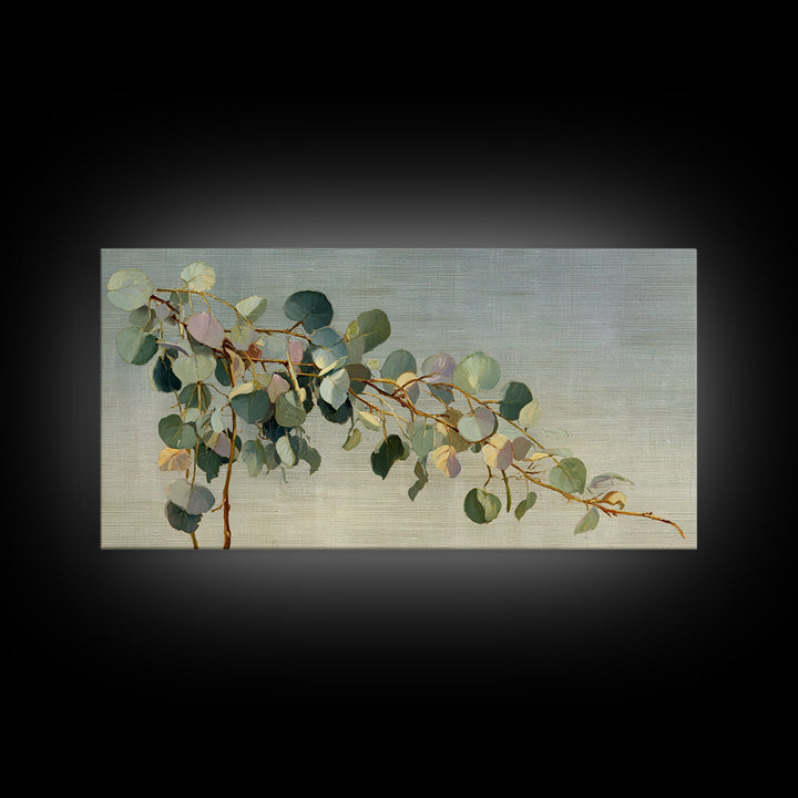 Eucalyptus Stems in Soft Sage Tones Framed Canvas Print, Botanical Art, Abstract Art, Living Room Decor, Fine Art, Botanic, BOT-2x1-55