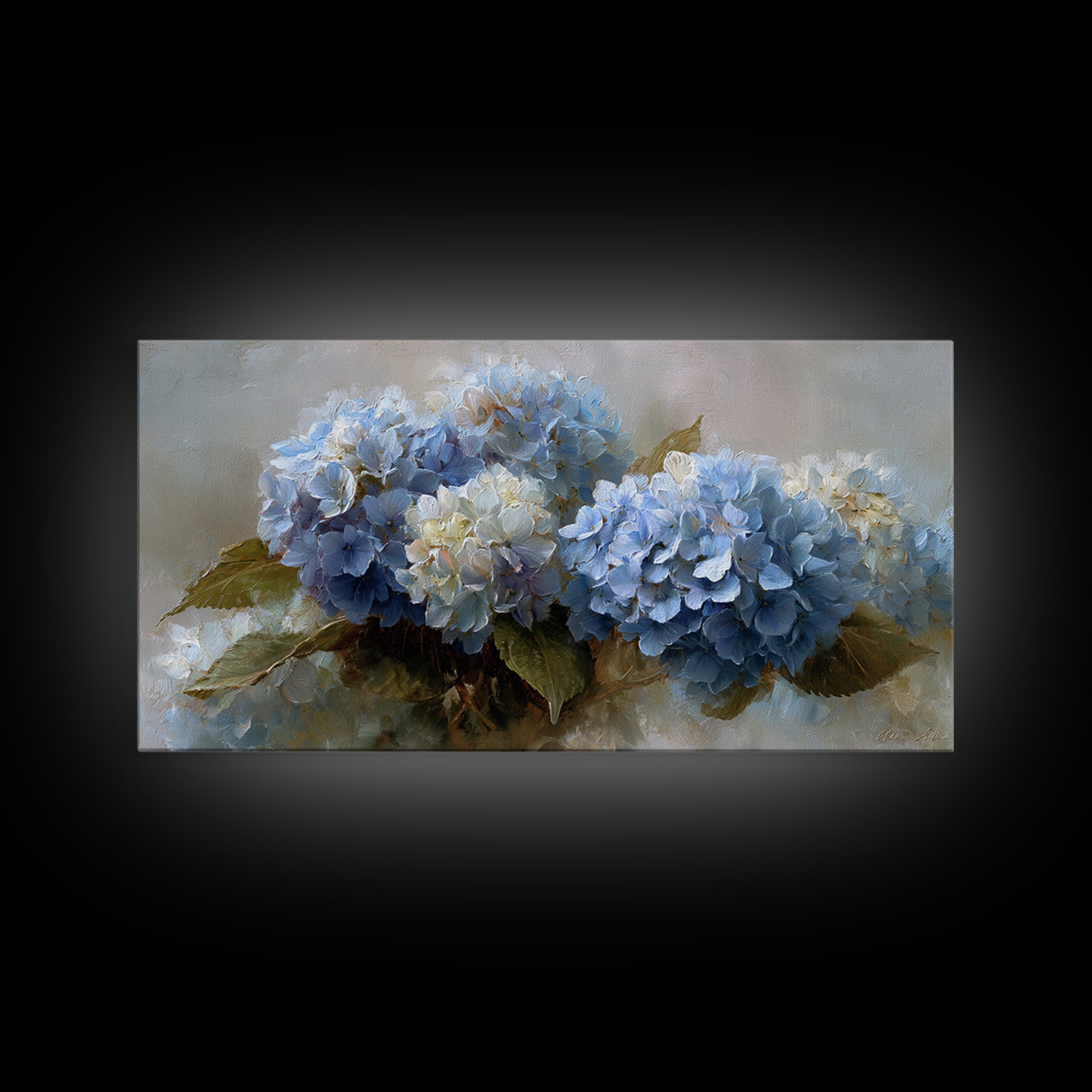 Blue Hydrangea Cluster Canvas Print, Botanical Art, Wall Art, Living Room Decor, Watercolor Art, Botanic, Digital Wall Art, BOT-2x1-62