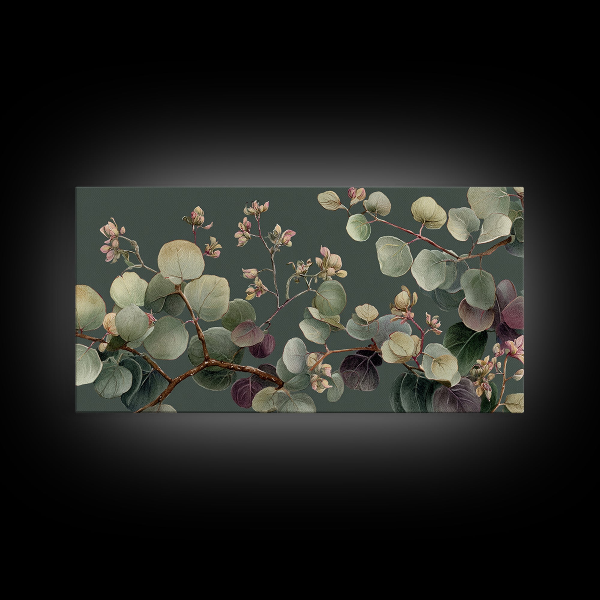 Eucalyptus Stems in Soft Sage Tones Framed Canvas Print, Botanical Art, Print, Living Room Decor, Watercolor Art, Botanic, BOT-2x1-7