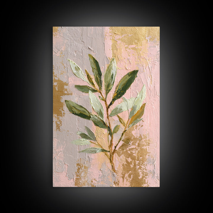 Single Olive Branch Canvas Print, Botanical Art, Minimalist Decor, Living Room Decor, Oil Painting, Botanic, Home Gift, BOT-2x3-15