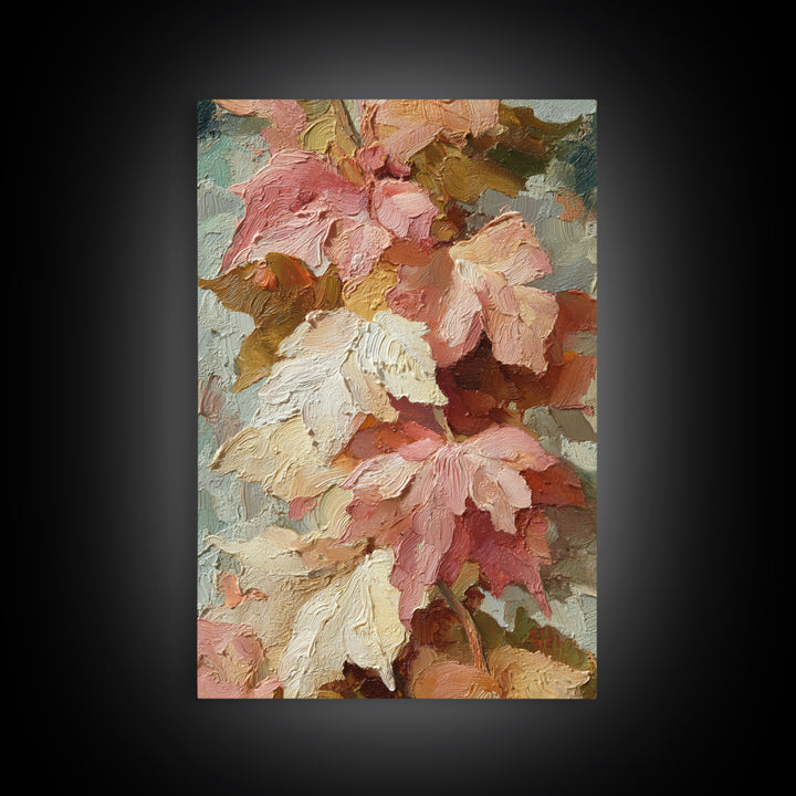 Autumn Leaves Specimen Collection Framed Canvas Print, Botanical Art, Whimsical Decor, Living Room Decor, Oil Painting, Botanic, BOT-2x3-28