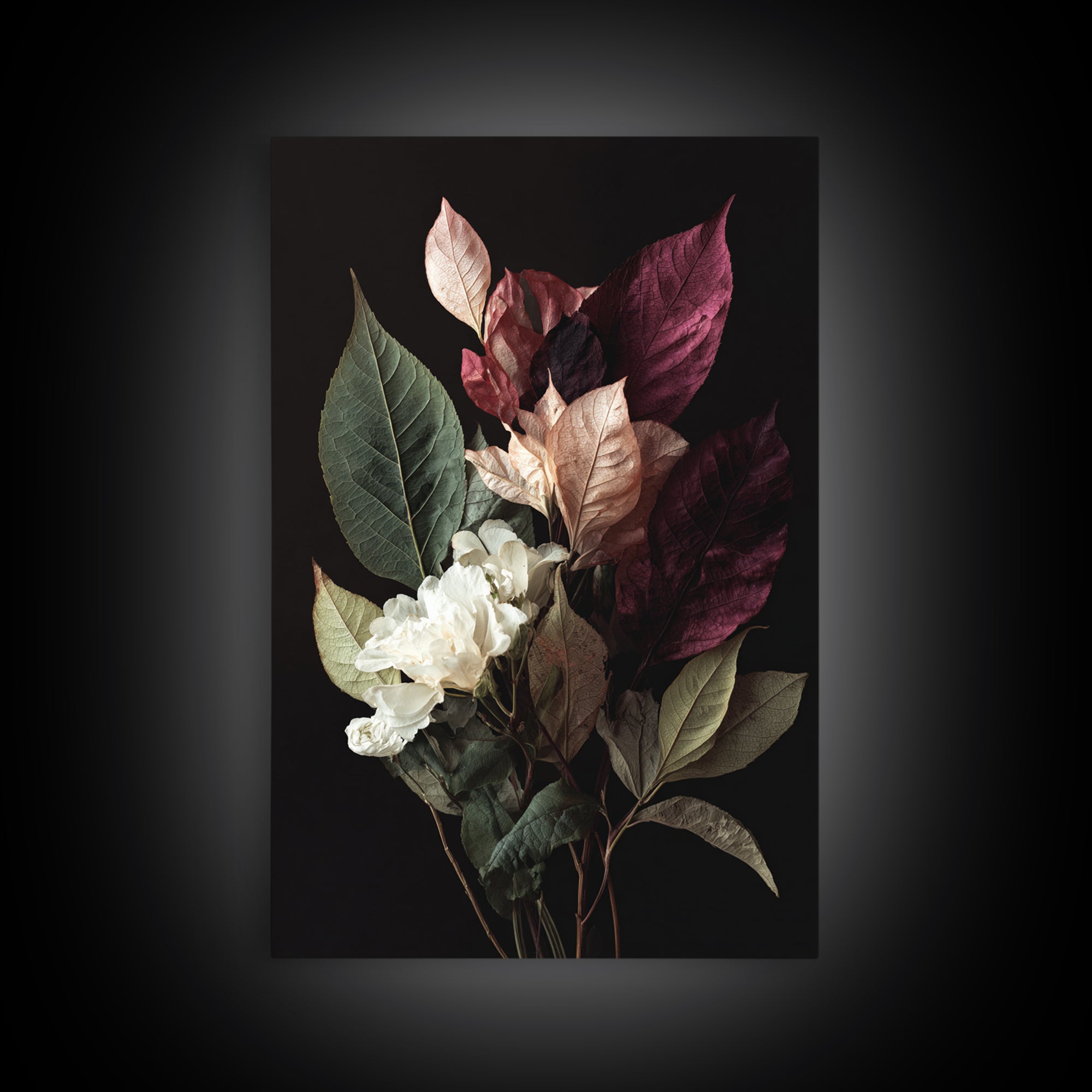 Autumn Leaves Specimen Collection Framed Canvas Print, Botanical Art, Living Room Decor, Watercolor Art, Botanic, BOT-2x3-4