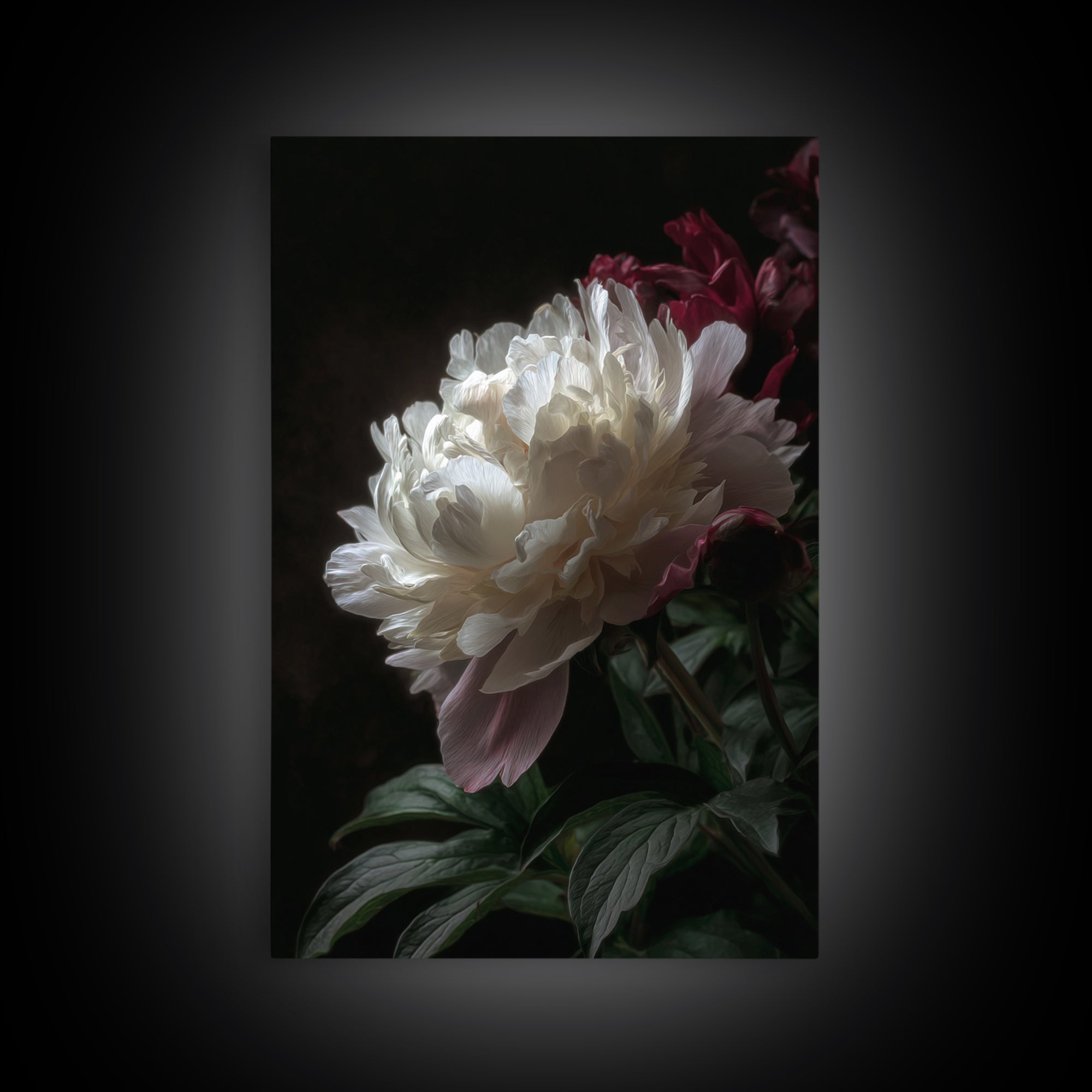 Peony Bloom with Layered Romantic Petals Framed Canvas Print, Botanical Art, Home Decor, Living Room Decor, Fine Art, Botanic, BOT-2x3-42