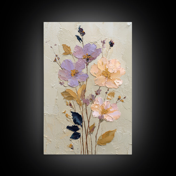 Delicate Wildflower Study Framed Canvas Print, Botanical Art, Art Nouveau, Living Room Decor, Watercolor Art, Botanic, BOT-2x3-59