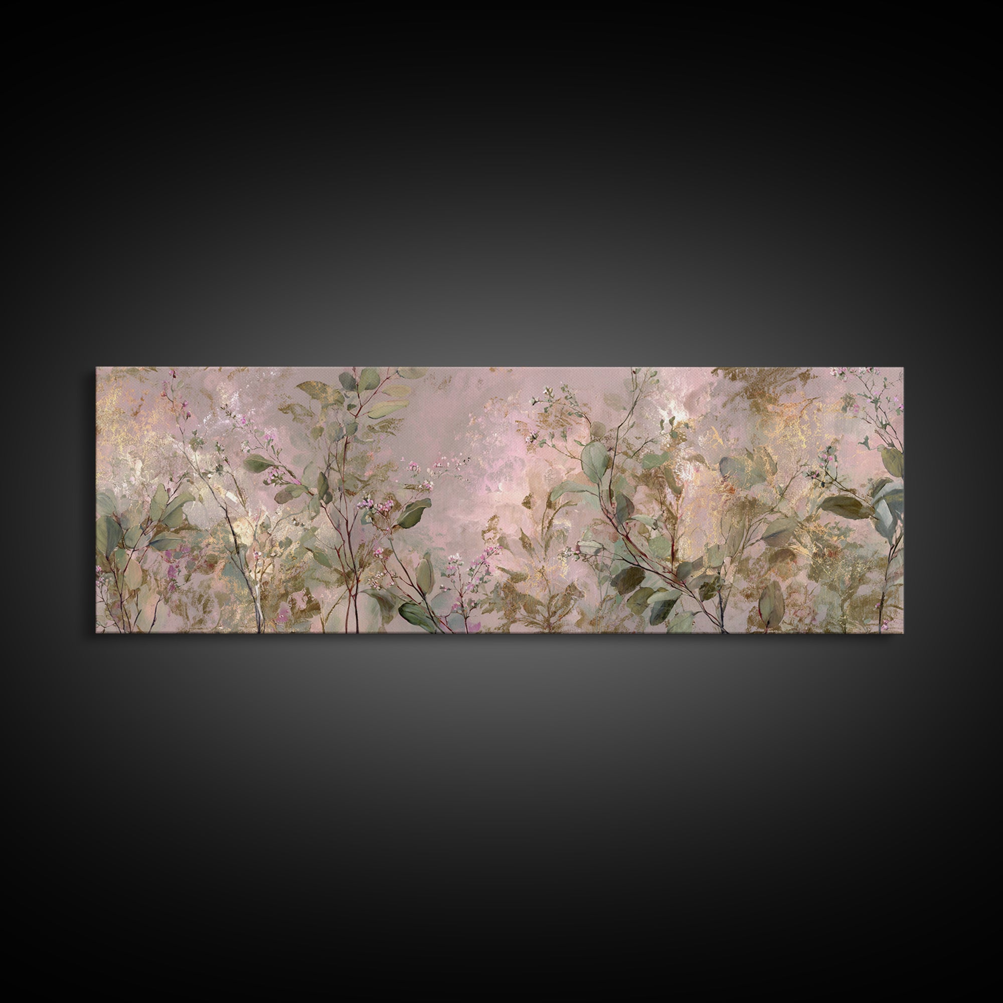 Eucalyptus Stems in Soft Sage Tones Framed Canvas Print, Botanical Art, Textured Painting, Living Room Decor, Fine Art, Botanic, BOT-3x1-27