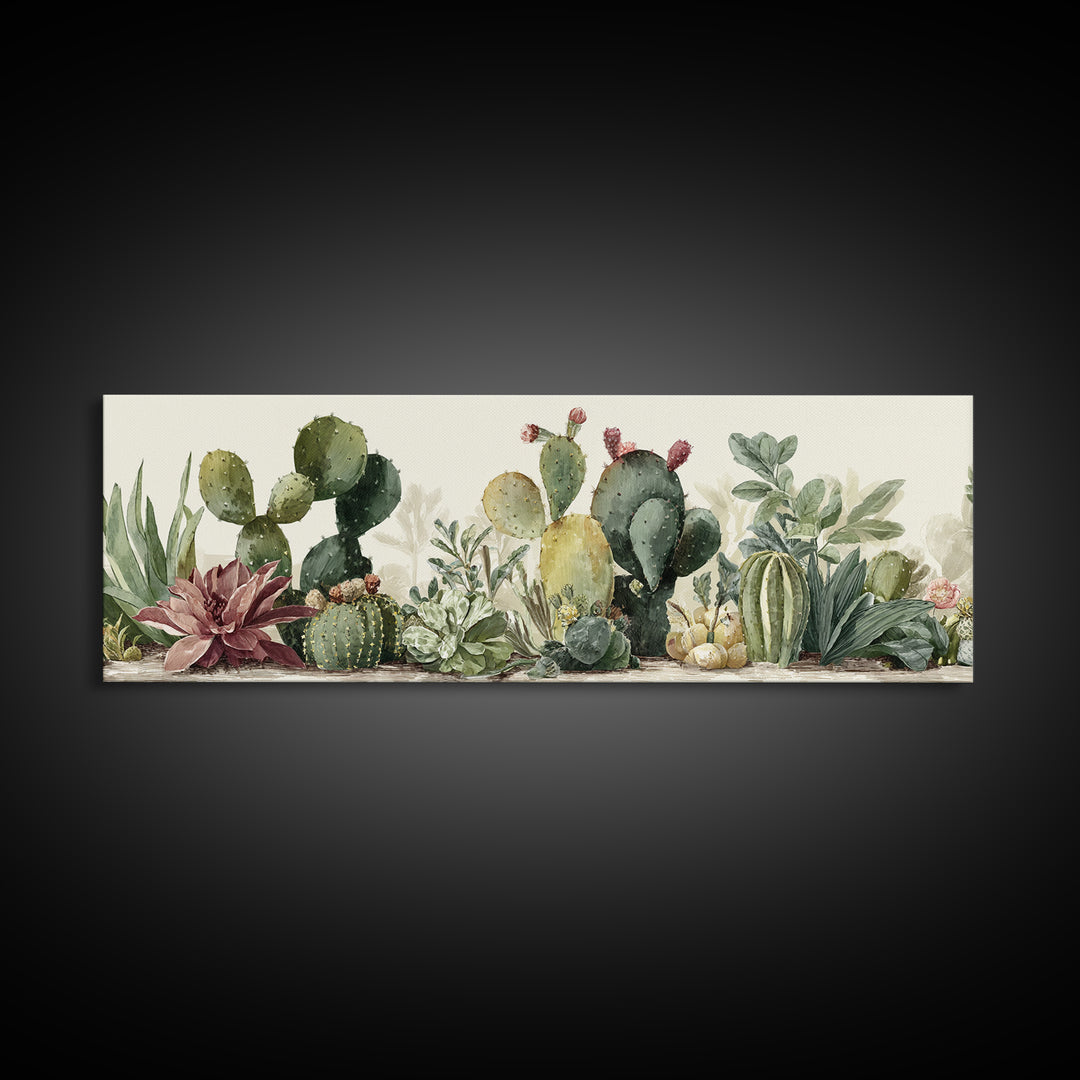 Cactus Botanical Plate Canvas Print, Botanical Art, Living Room Decor, Fine Art, Botanic, Fine Art Print, Statement Artwork, BOT-3x1-29