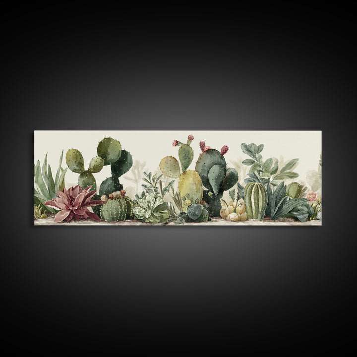 Cactus Botanical Plate Canvas Print, Botanical Art, Living Room Decor, Fine Art, Botanic, Fine Art Print, Statement Artwork, BOT-3x1-29