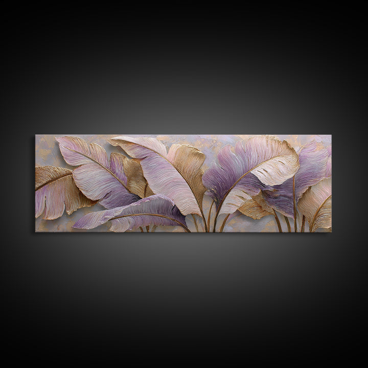 Tropical Banana Leaf Painted Canvas Print, Botanical Art, Textured Painting, Living Room Decor, Fine Art, Botanic, BOT-3x1-96