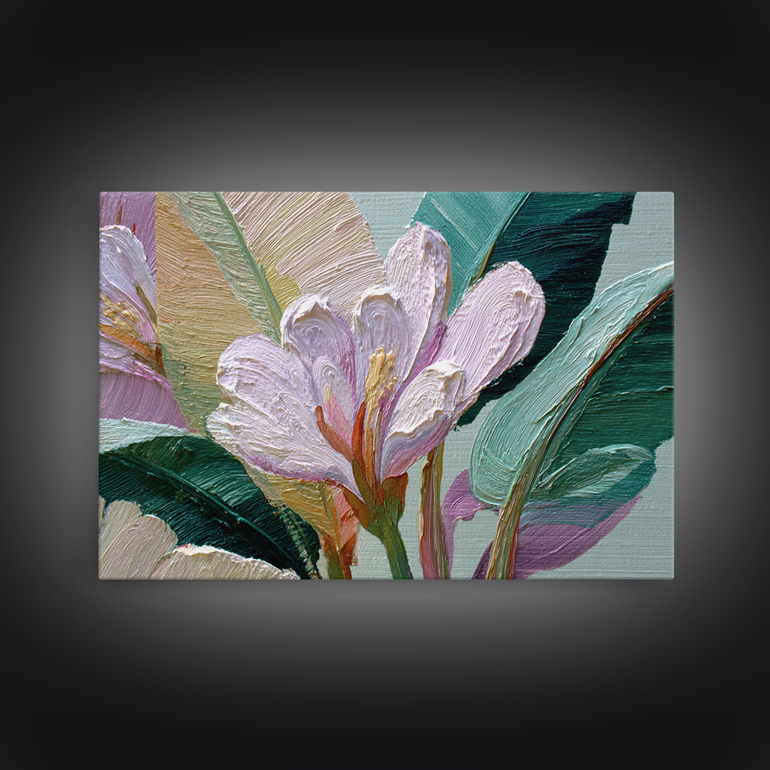 Tropical Banana Leaf Painted Canvas Print, Botanical Art, Whimsical Decor, Living Room Decor, Oil Painting, Botanic, BOT-3x2-12
