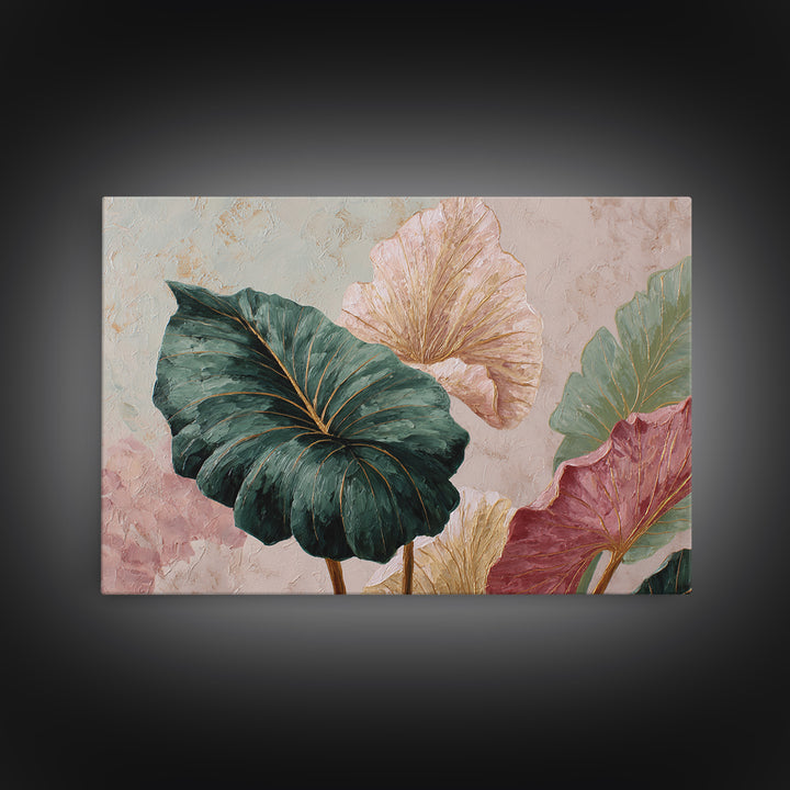 Oversized Monstera Leaf Canvas Print, Botanical Art, Whimsical Decor, Living Room Decor, Oil Painting, Botanic, BOT-3x2-54