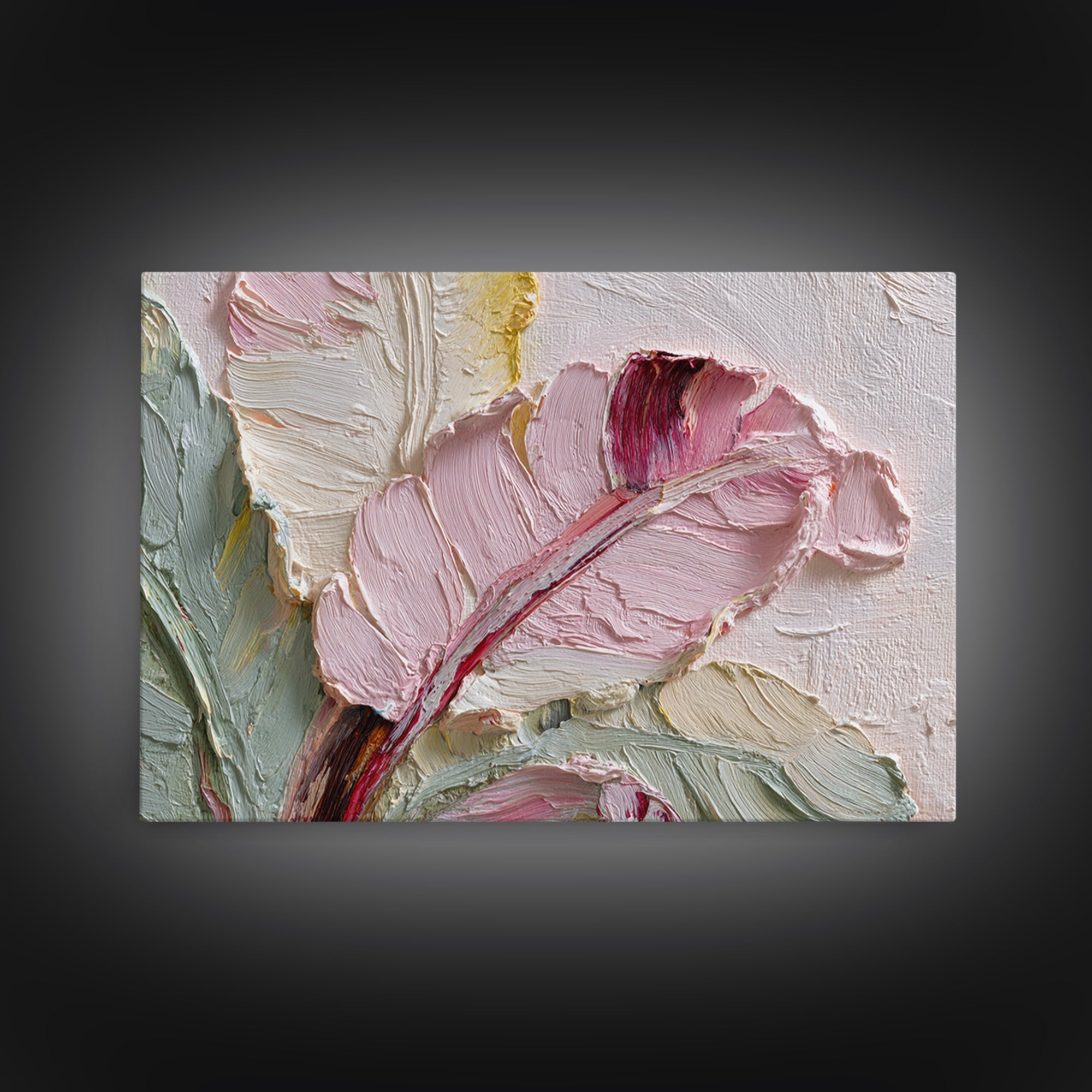Tropical Banana Leaf Painted Framed Canvas Print, Botanical Art, Textured Painting, Living Room Decor, Fine Art, Botanic, BOT-3x2-60