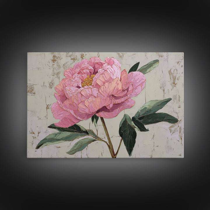 Peony Bloom with Layered Romantic Petals Canvas Print, Botanical Art, Digital Print, Living Room Decor, Watercolor Art, Botanic, BOT-3x2-62
