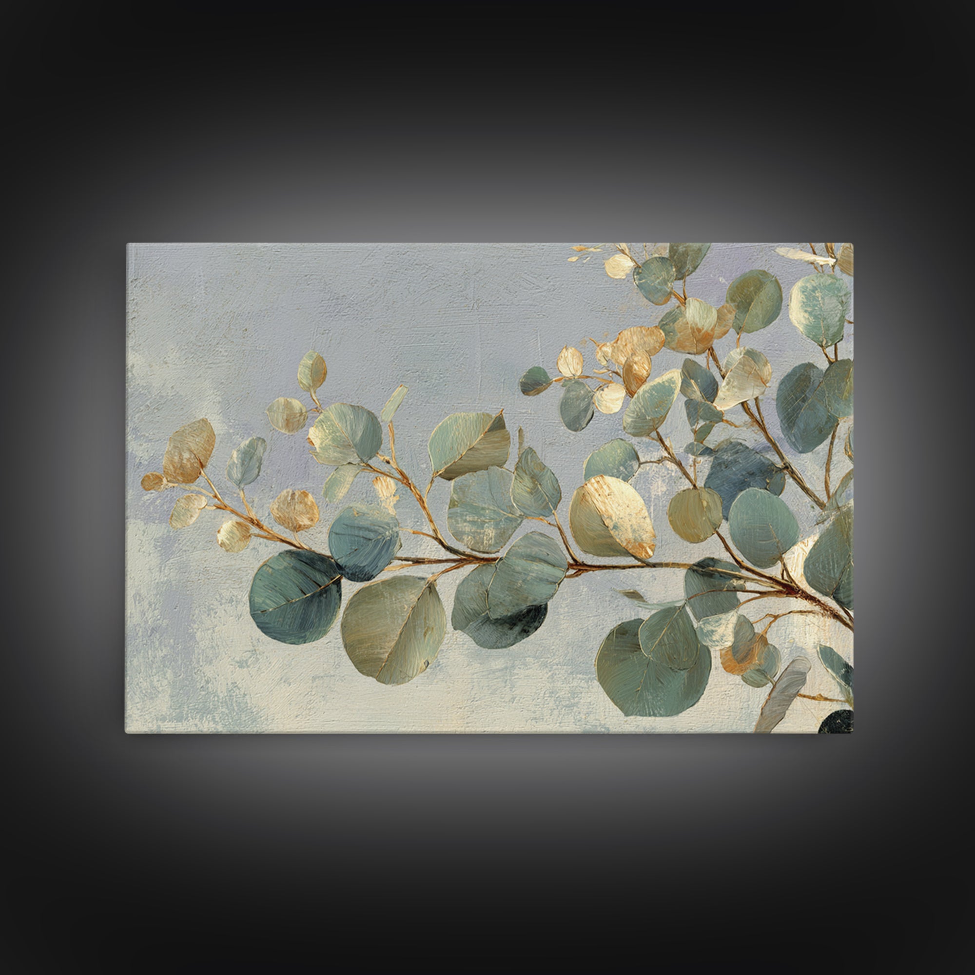 Eucalyptus Stems in Soft Sage Tones Framed Canvas Print, Botanical Art, Poster, Living Room Decor, Fine Art, Botanic, BOT-3x2-87