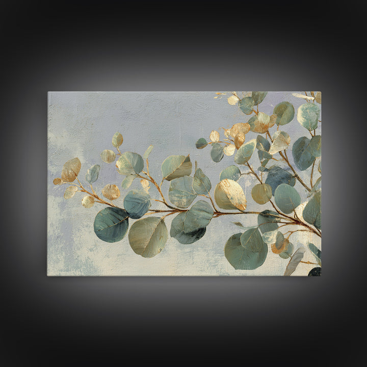 Eucalyptus Stems in Soft Sage Tones Framed Canvas Print, Botanical Art, Poster, Living Room Decor, Fine Art, Botanic, BOT-3x2-87