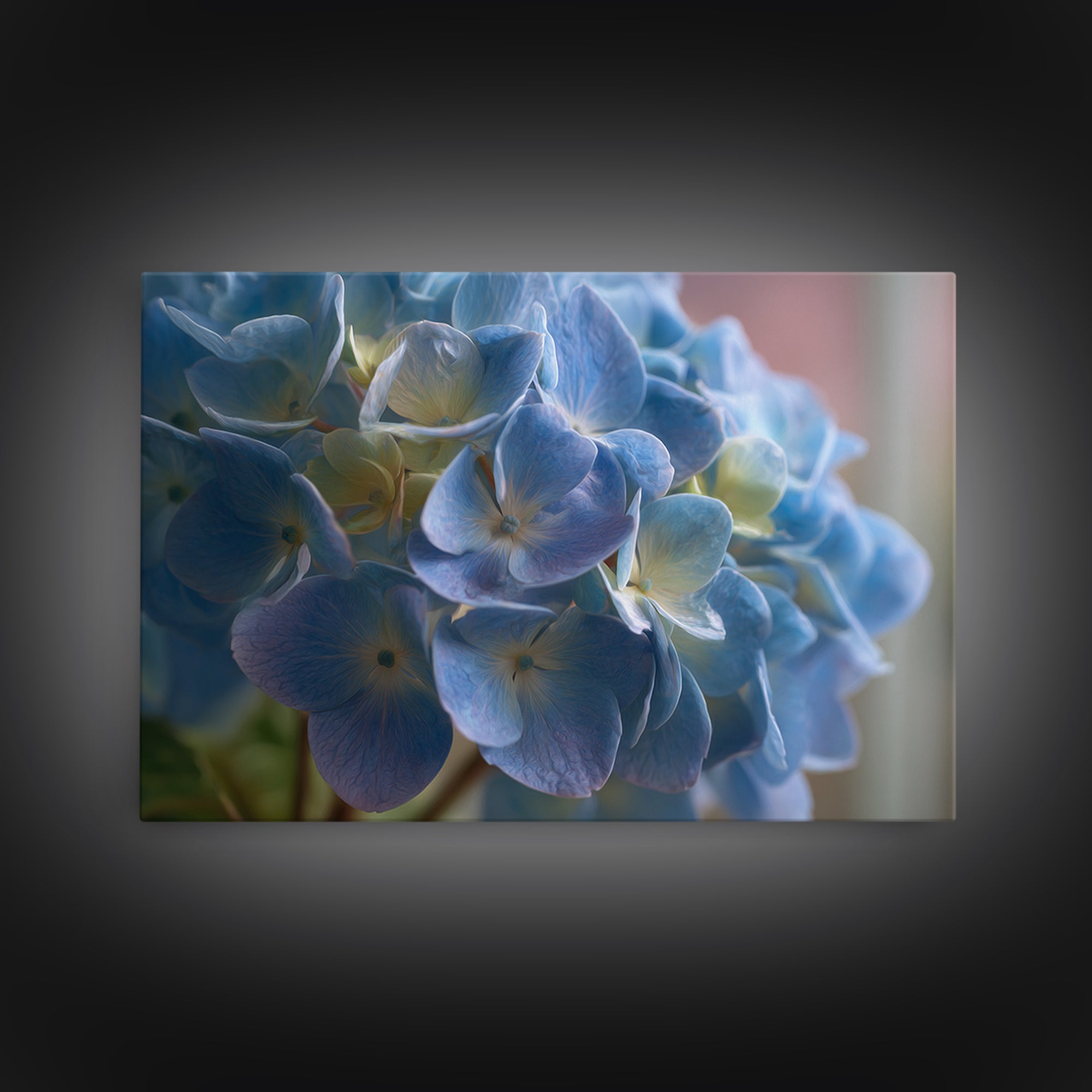 Blue Hydrangea Cluster Canvas Print, Botanical Art, Modern Wall Art, Living Room Decor, Fine Art, Botanic, Textured Painting, BOT-3x2-94