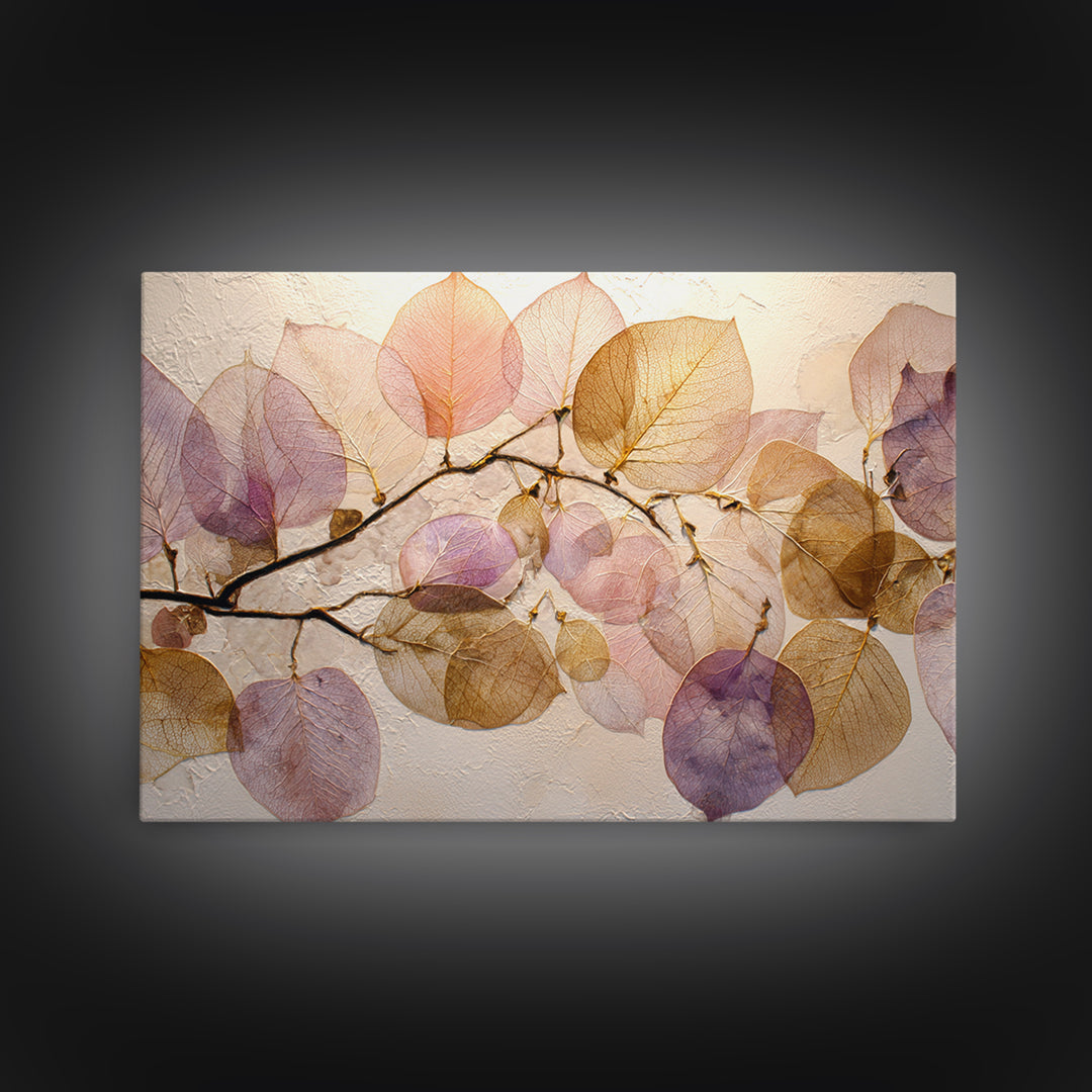 Autumn Leaves Specimen Collection Framed Canvas Print, Botanical Art, Print, Living Room Decor, Watercolor Art, Botanic, BOT-3x2-96