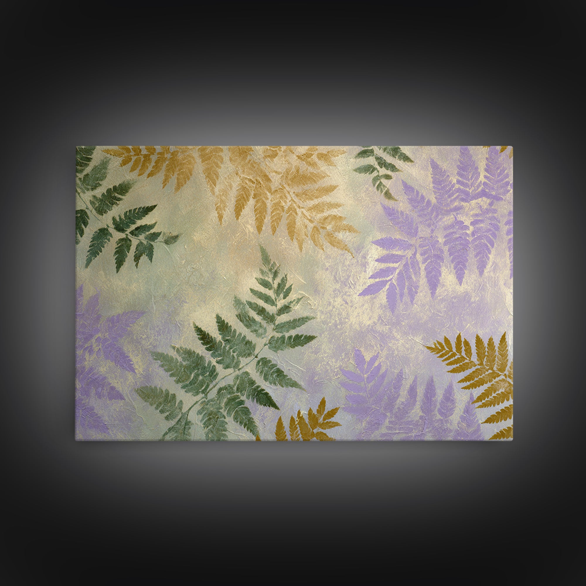 Fern Shadow Pattern on Plaster Surface Framed Canvas Print, Botanical Art, Home Gift, Living Room Decor, Fine Art, Botanic, BOT-3x2-99