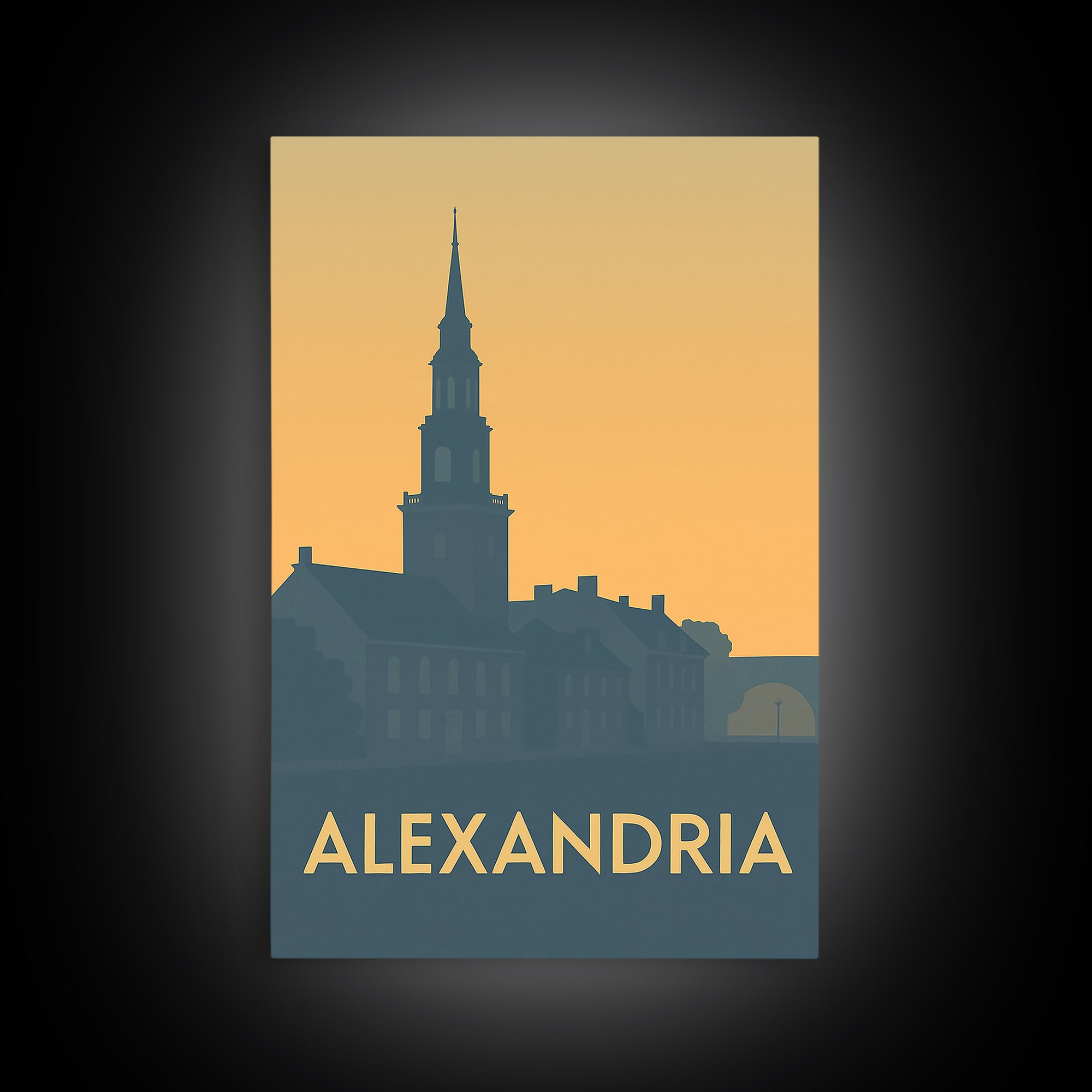 Alexandria Travel Poster, Canvas Print, Sunset Skyline Wall Art, Alexandria City Art, Travel Wall Decor, City Art Print, Home Office Decor