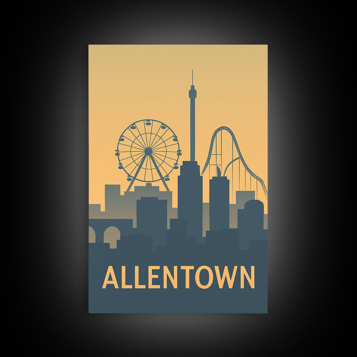 Allentown Pennsylvania Travel Poster, Canvas Print, City Poster Art, Allentown Poster Print, Skyline Art, Travel Poster Set, Poster Art