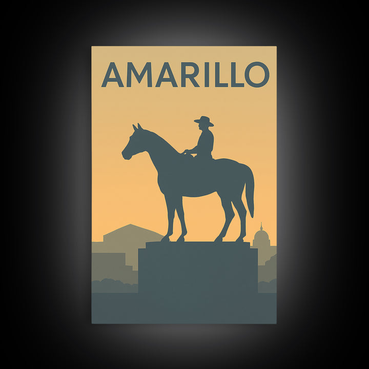 Amarillo Texas Travel Poster, Canvas Print, Mid Century Travel Art, Amarillo City Art, Modern Wall Decor, Eclectic Wall Decor, Office Decor