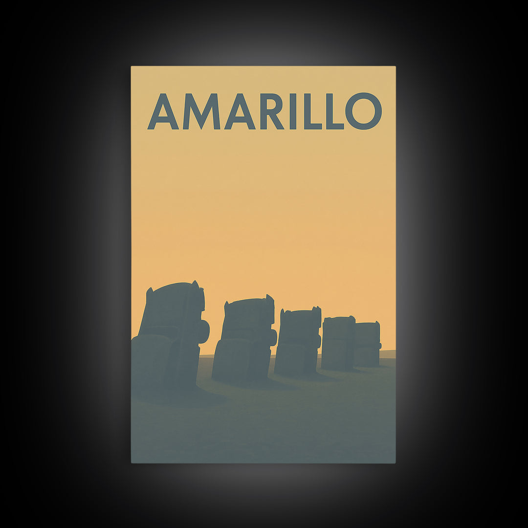 Amarillo Travel Poster, Framed Canvas Print, Mid Century Travel Art, Amarillo Wall Art, Travel Poster Set, Travel Wall Decor, Home Decor