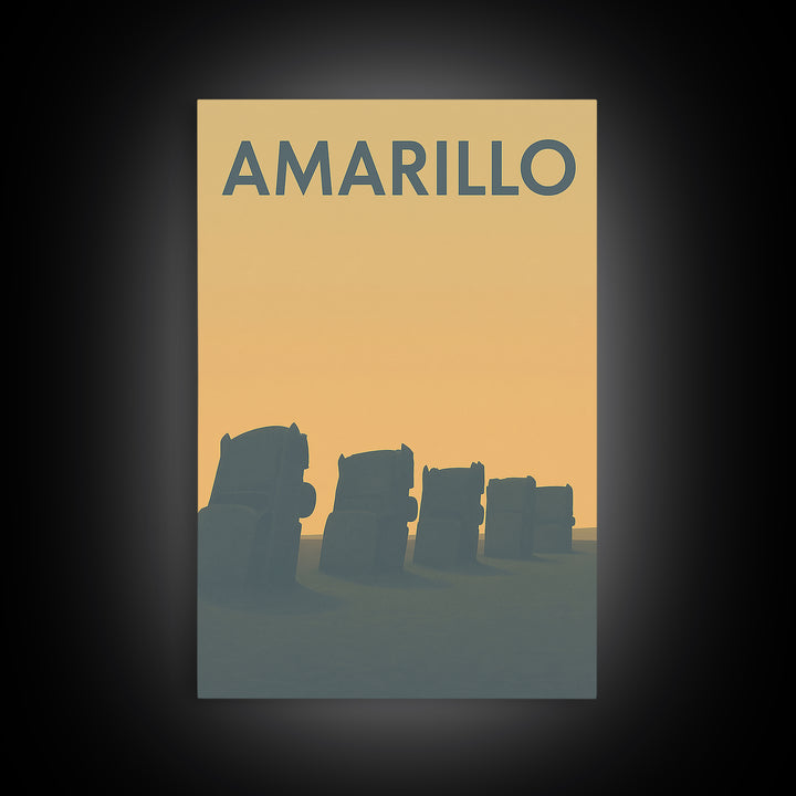 Amarillo Travel Poster, Framed Canvas Print, Mid Century Travel Art, Amarillo Wall Art, Travel Poster Set, Travel Wall Decor, Home Decor