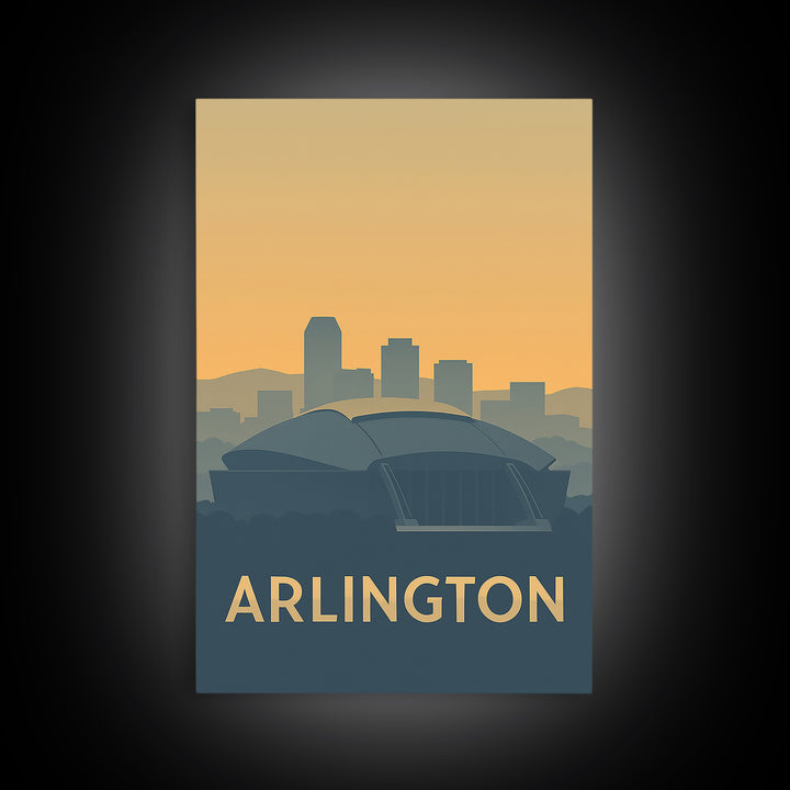Arlington Texas Travel Poster, Canvas Print, Retro Wall Art, Arlington Wall Art, City Art Print, Mid Century Wall Art, Vintage Print