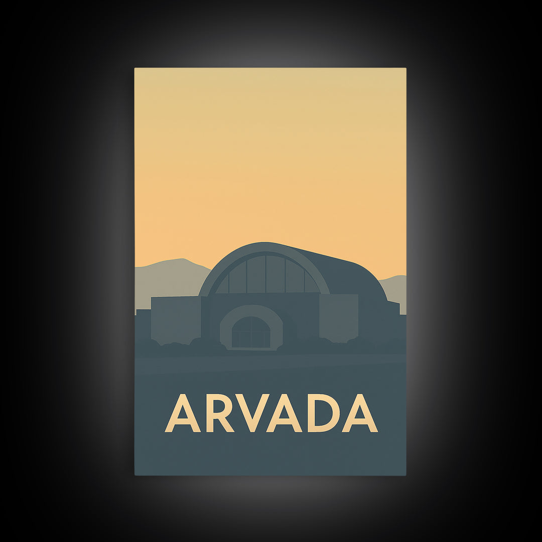 Arvada Colorado Travel Poster, Framed Canvas Print, Mid Century Travel Art, Arvada City Art, Mid Century Wall Art, Eclectic Wall Decor