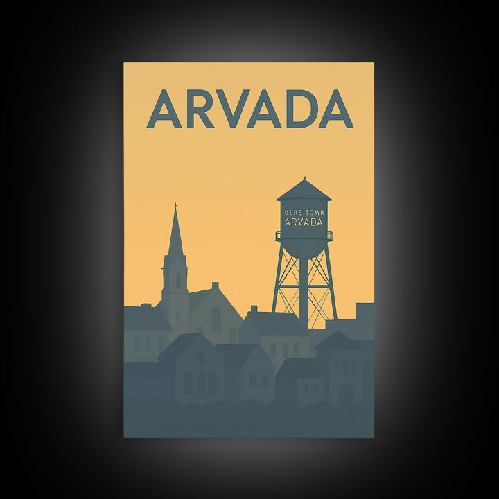 Arvada Travel Poster, Framed Canvas Print, Vintage City Poster Art, Arvada Art Print, Mid Century Wall Art, Retro Travel Print