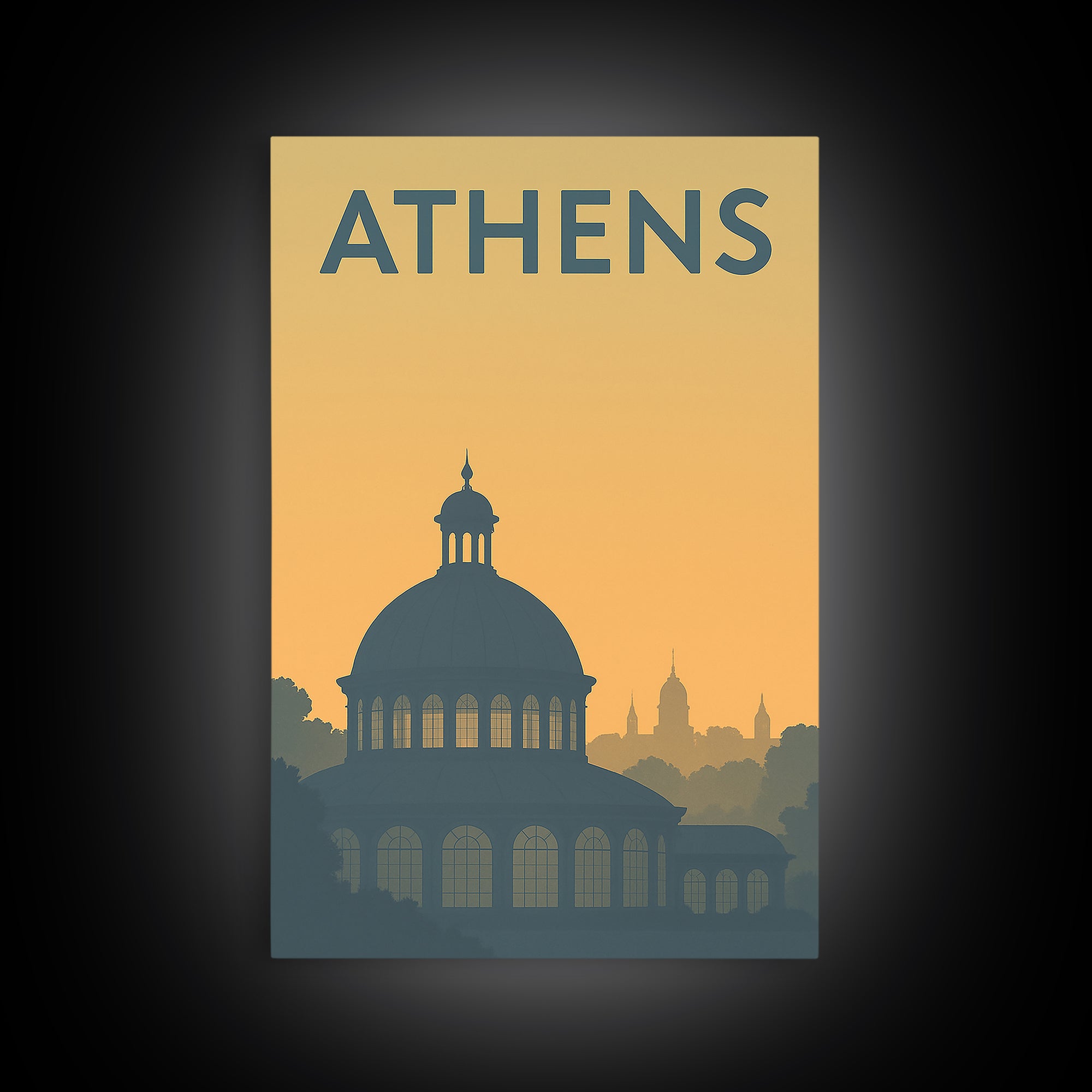 Athens Georgia Travel Poster, Canvas Print, Sunset Skyline Wall Art, Athens City Art, Wanderlust Decor, Travel Art Print, City Travel Prints