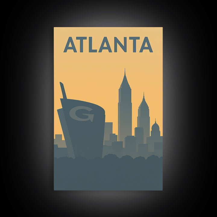 Atlanta Travel Poster, Canvas Print, Minimalist Retro Wall Art, Atlanta City Art, Retro Travel Print, Travel Wall Decor, Wanderlust Decor