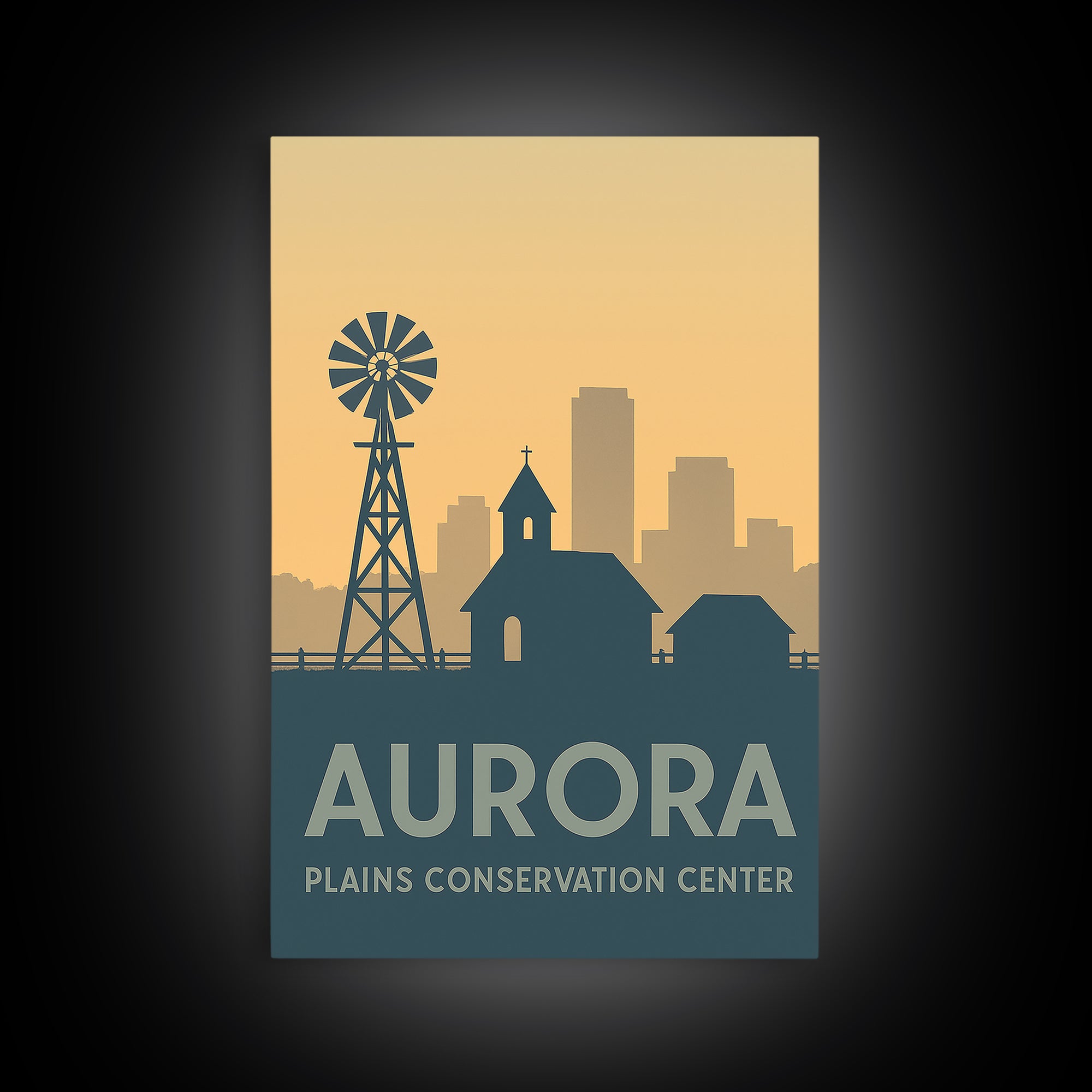 Aurora Travel Poster, Framed Canvas Print, Minimalist Retro Wall Art, Aurora Travel Art, Living Room Wall Art, Eclectic Wall Decor