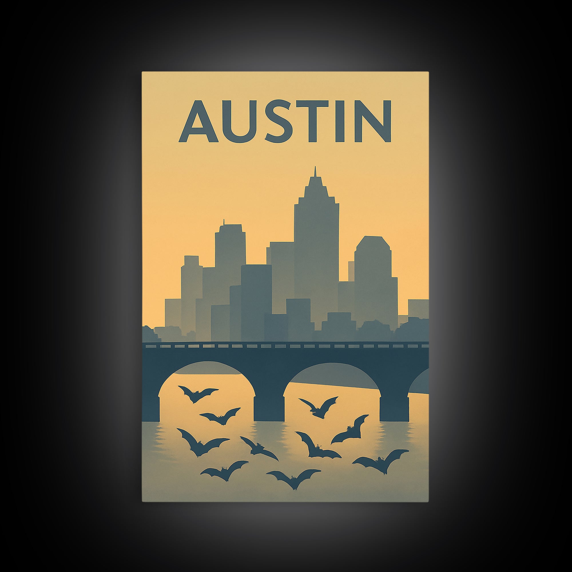 Austin Texas Travel Poster, Canvas Print, Mid Century Travel Art, Austin Travel Art, Eclectic Wall Decor, Gift For Travelers, Wall Art