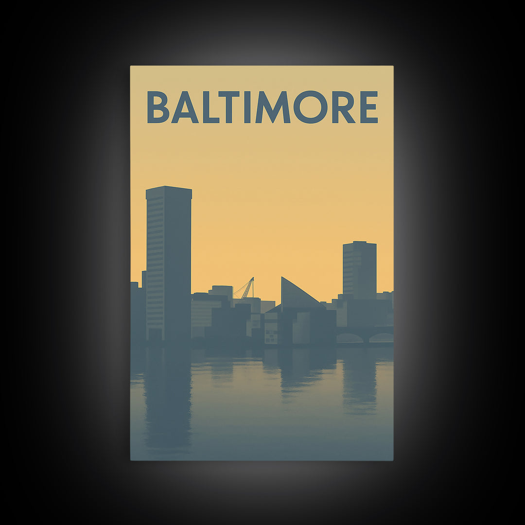 Baltimore Travel Poster, Canvas Print, Sunset Skyline Wall Art, Baltimore Travel Art, Fine Art Print, Vintage Travel Art, City Art Print