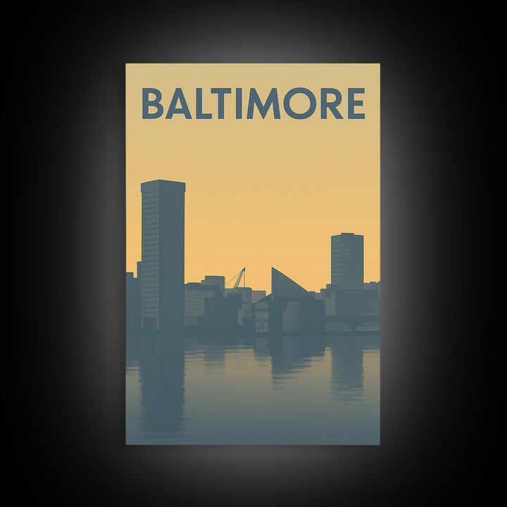 Baltimore Travel Poster, Canvas Print, Sunset Skyline Wall Art, Baltimore Travel Art, Fine Art Print, Vintage Travel Art, City Art Print