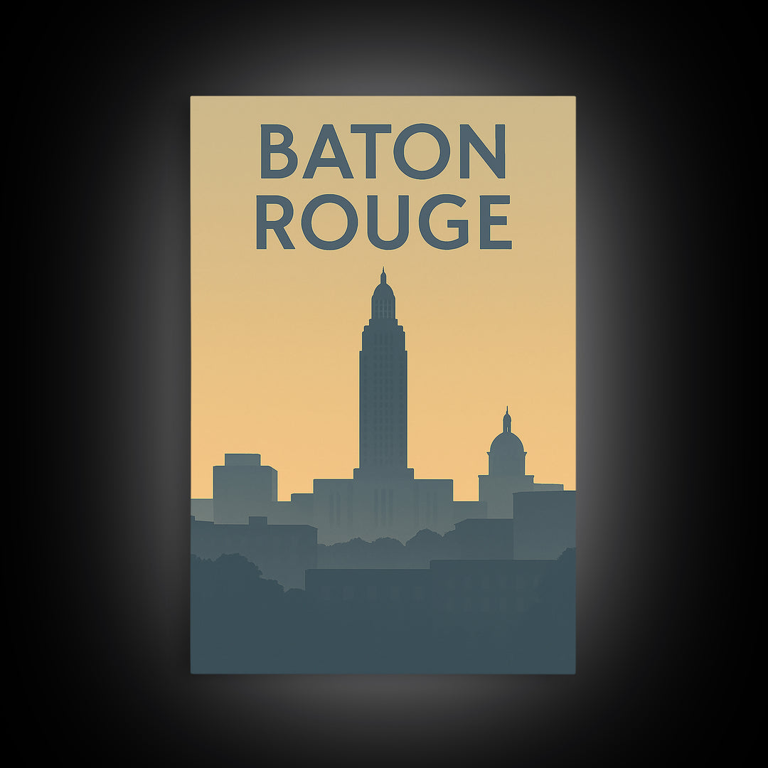 Baton Rouge Louisiana Travel Poster, Canvas Print, Retro Wall Art, Baton Rouge Art Print, Fine Art Print, Travel Wall Art, Poster Art